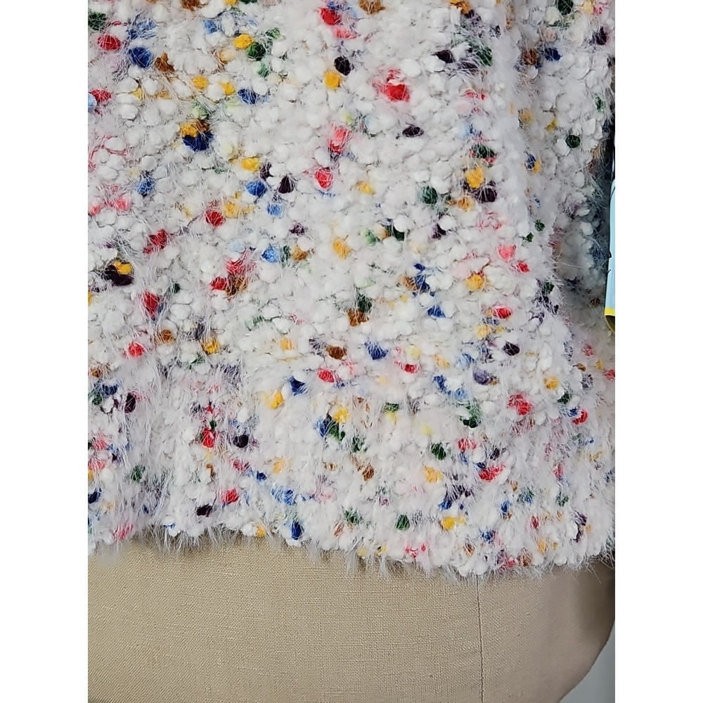 CeCe Women's Speckled Rainbow Confetti Bishop Sleeve Sweater Small - Picture 4 of 10